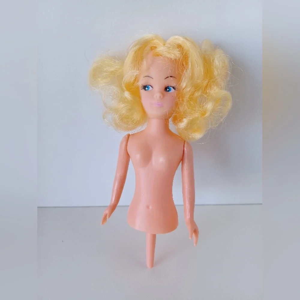 Vintage Blonde Doll Cake Topper Pick Blue Eyes Off Brand Retro Craft Decor